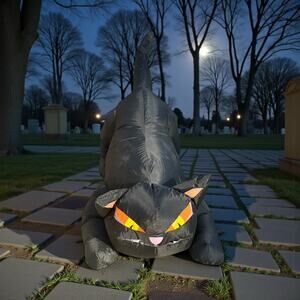 Halloween Black Cat Airblown Inflatable Blow-up 4 feet Works Great LED Spooky